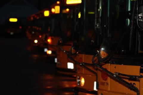 school bus fleet in darkness -- valleyvoice